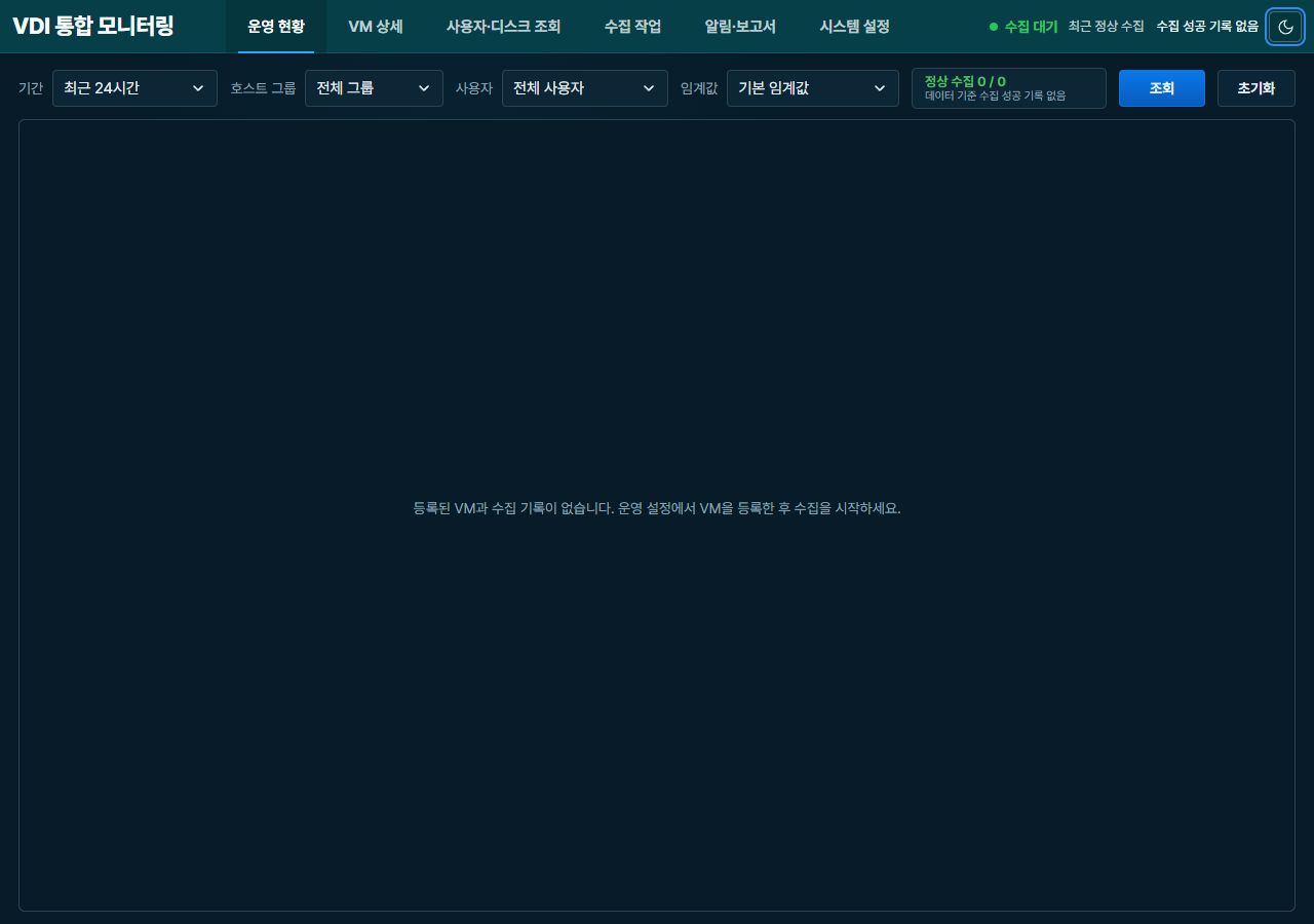 배포관리와 함께 제공되는 고객 정보가 없는 모니터링 화면